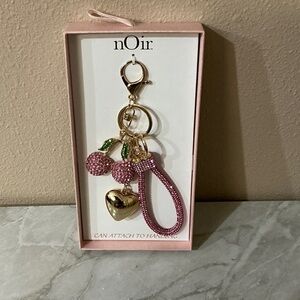 Keychain/Bag Charm Noir Jewelry Glitter Pink Cherry 🍒 with Gold Heart 💛